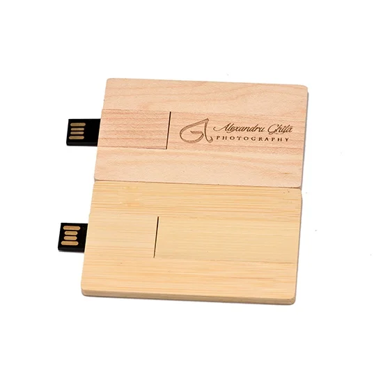 Business promotional souvenir gift custom OEM logo print 8GB 16GB 32GB wooden business credit card usb flash memory stick drive