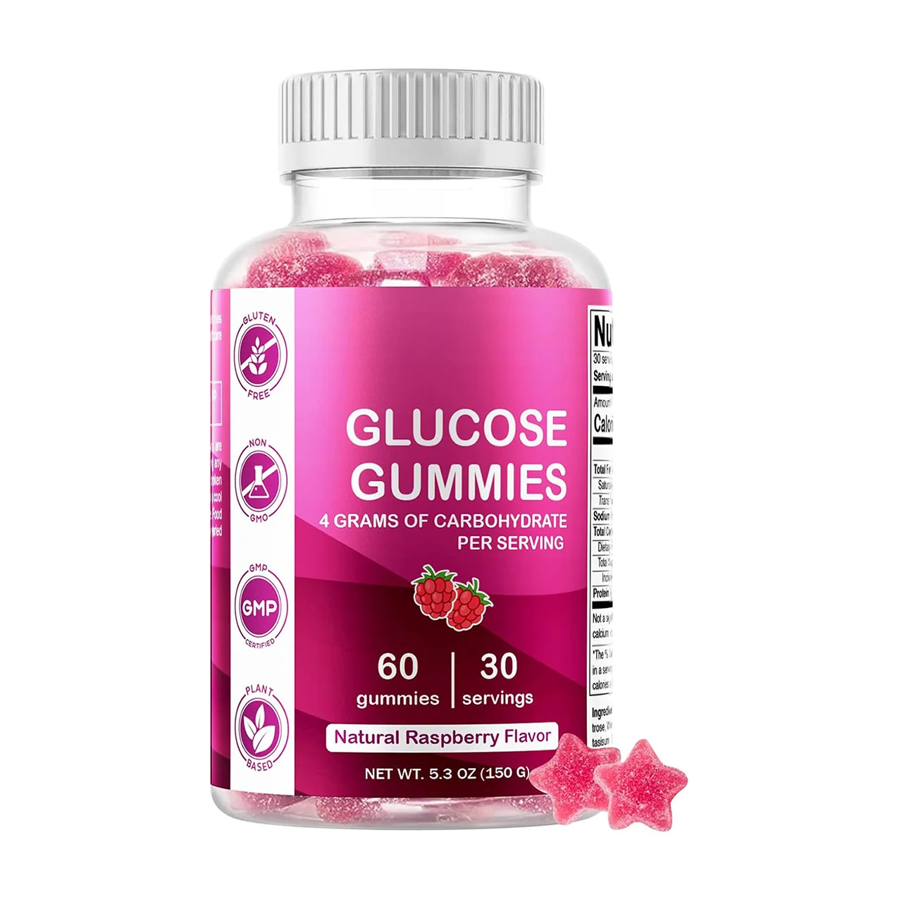Vegan Support Chewable Nutritional Supplement Glucose Gummies for Men and Women