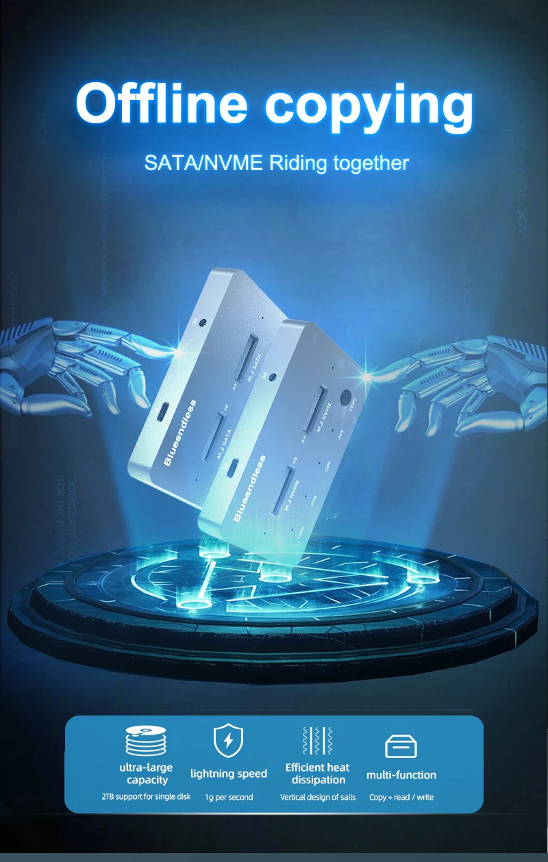 Новейшая док-станция Dual Bay M.2 NVME SSD с функцией One Touch Clone для твердотельных накопителей 2242 2260 2280
