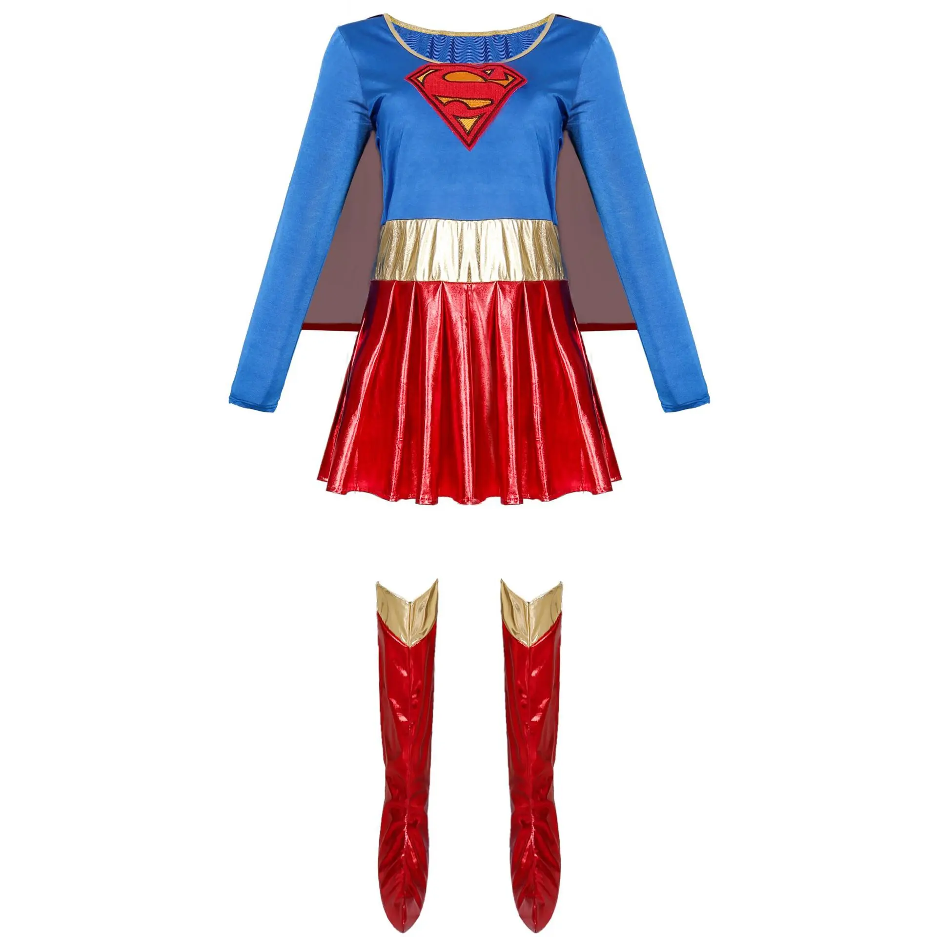 Quality S-xxl Large European and American Halloween Costume Sexy Female Superman Suit PU Superman Role Play Performance Clothing