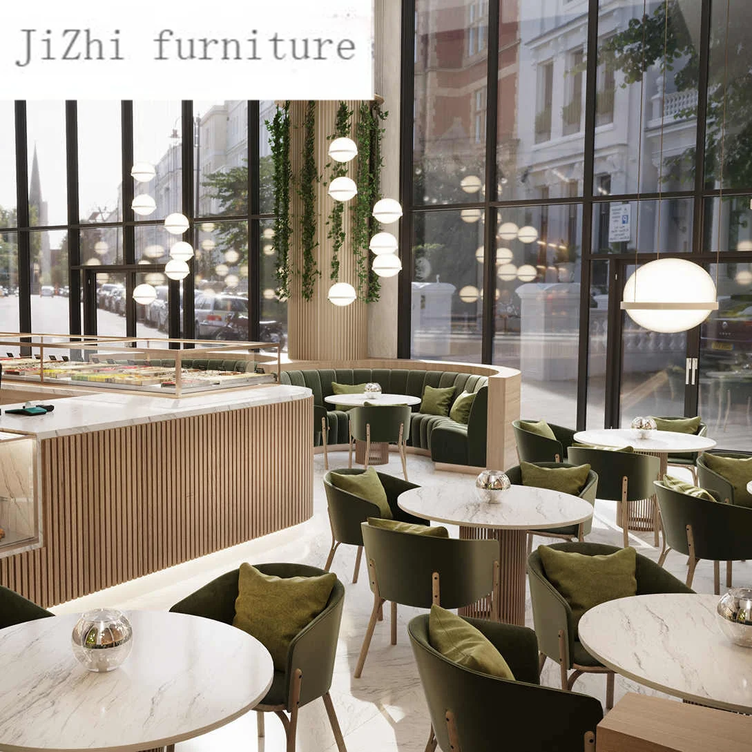 cafe fast food booth seating half round circle dining restaurant sofa table and chairs