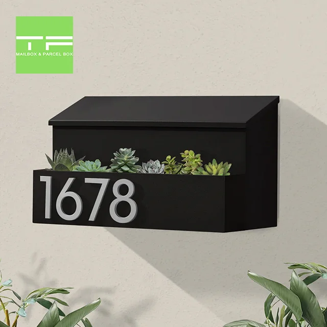 Custom Modern Contemporary  Wall Mounted Mailbox with House Numbers