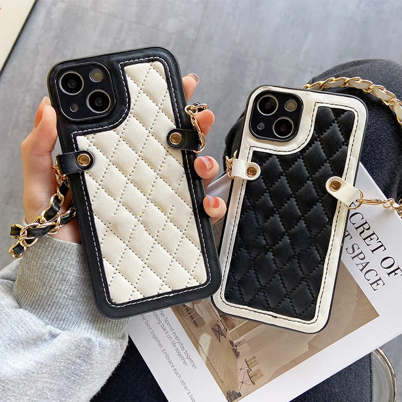 Роскошный дизайн мобильного бумажника чехол для телефона сумка iphone15 14 13 pro max кошелек кожаный с ремешком