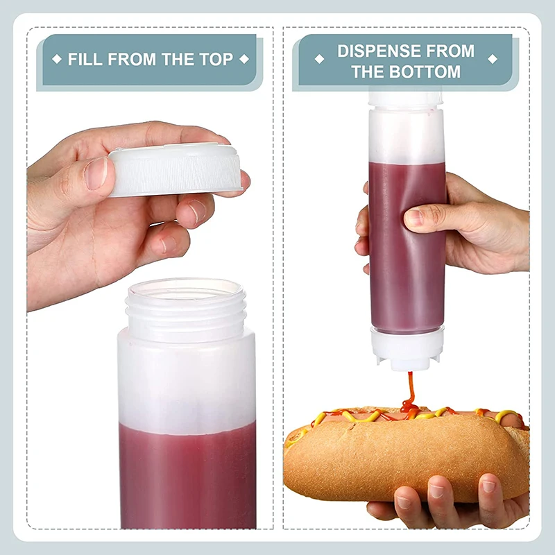 Plastic Squeeze Bottles for Sauces Ketchup Sour Cream Self Sealing Syrup Dispenser for Restaurants Catering Kitchen