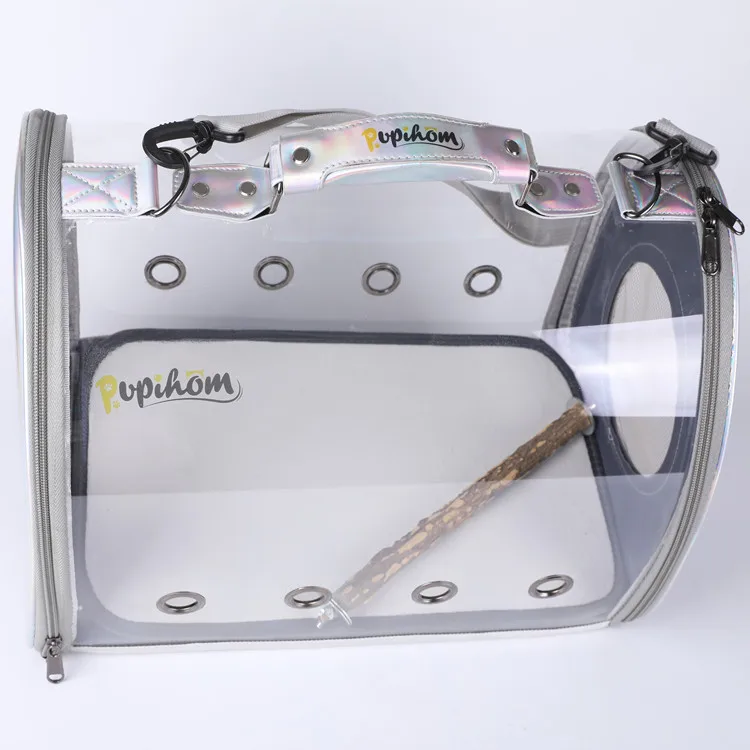 PUPIHOM Transparent PP Soft Parrot Cage Carrier Breathable Travel Pet Bad Outdoor