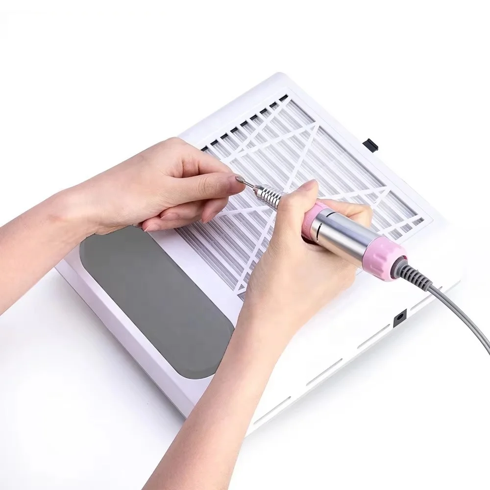 Nail Art Desk 80W white powder silver gold filter replaceable dust collection vacuum cleaner