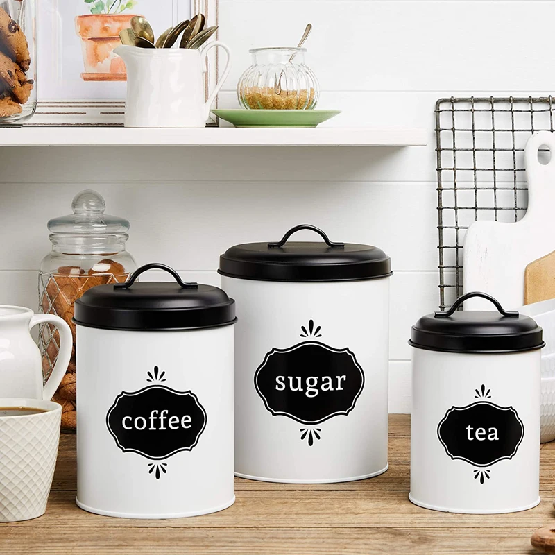 Custom Design Sugar Coffee Tea Container Food Storage Bin Airtight Kitchen Canister with Lids