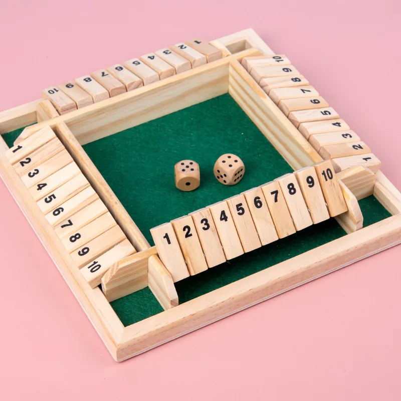 Shut The Box Dice Game Wooden Board Math Number Game Family Pub Bar 1-4 Players with Dice for Adults Kids