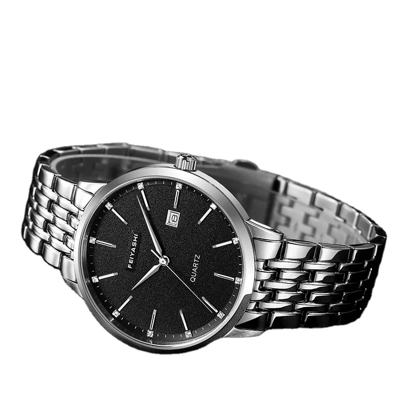 Feiyashi Business Calendar Display watches men top brand luxury stainless steel bracelet Quartz wrist watch Fashion wholesale