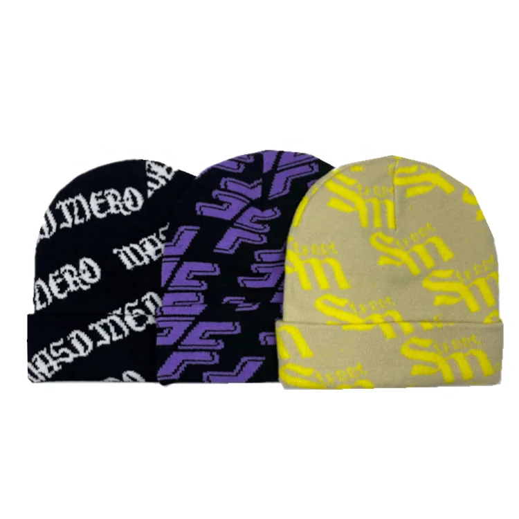 Wholesale 100% Acrylic Winter Hats Custom Jacquard Knitted Beanie Hat