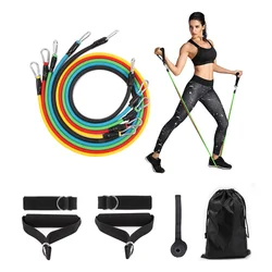 11pcs Workout Exercise Yoga Set Indoor Fitness Training Tubes Elastic Exercise Sport Custom Tube Resistance Bands Set