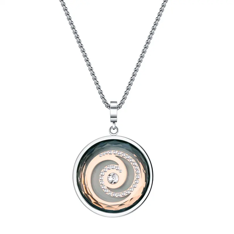 Custom Oem Surgical Steel jewelry Kaleidoscope Cyrstal Charms Stainless Steel Jewerly Men Pendant Necklace