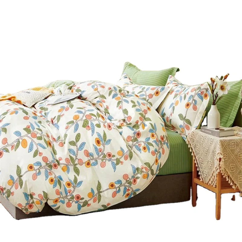 Wedding Floral Duvet Cover Set Queen Soft Printed Microfiber Comforter Cover Zipper Closure Corner Ties