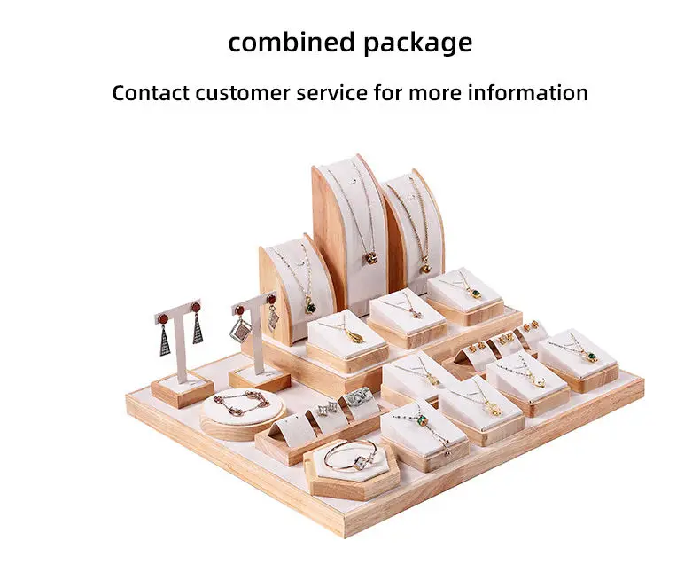 Fashion jewelry displays for store luxury jewelry display props custom wooden jewelry stand display set