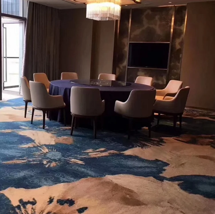 Nordic Fluffy Print Flooring Printed Carpet Living Room Hotel Equipment Wall to Wall 100% Nylon Printing Carpet Hotel Carpet Rug