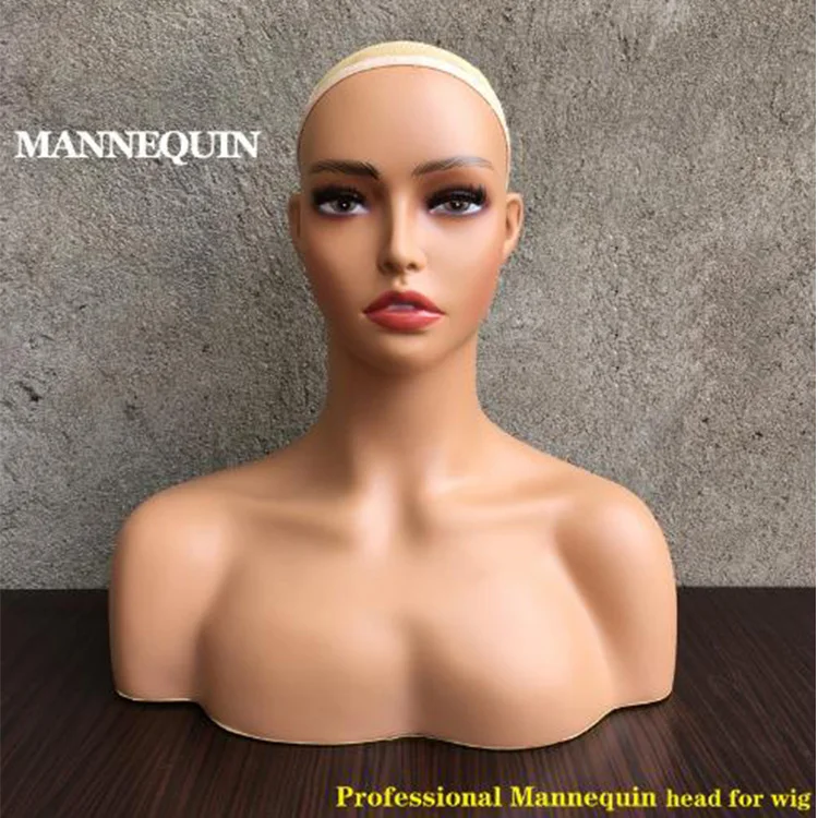 Hot Selling Realistic Wig Head Mannequins Female Mannequin Head With Shoulders For Wig Display