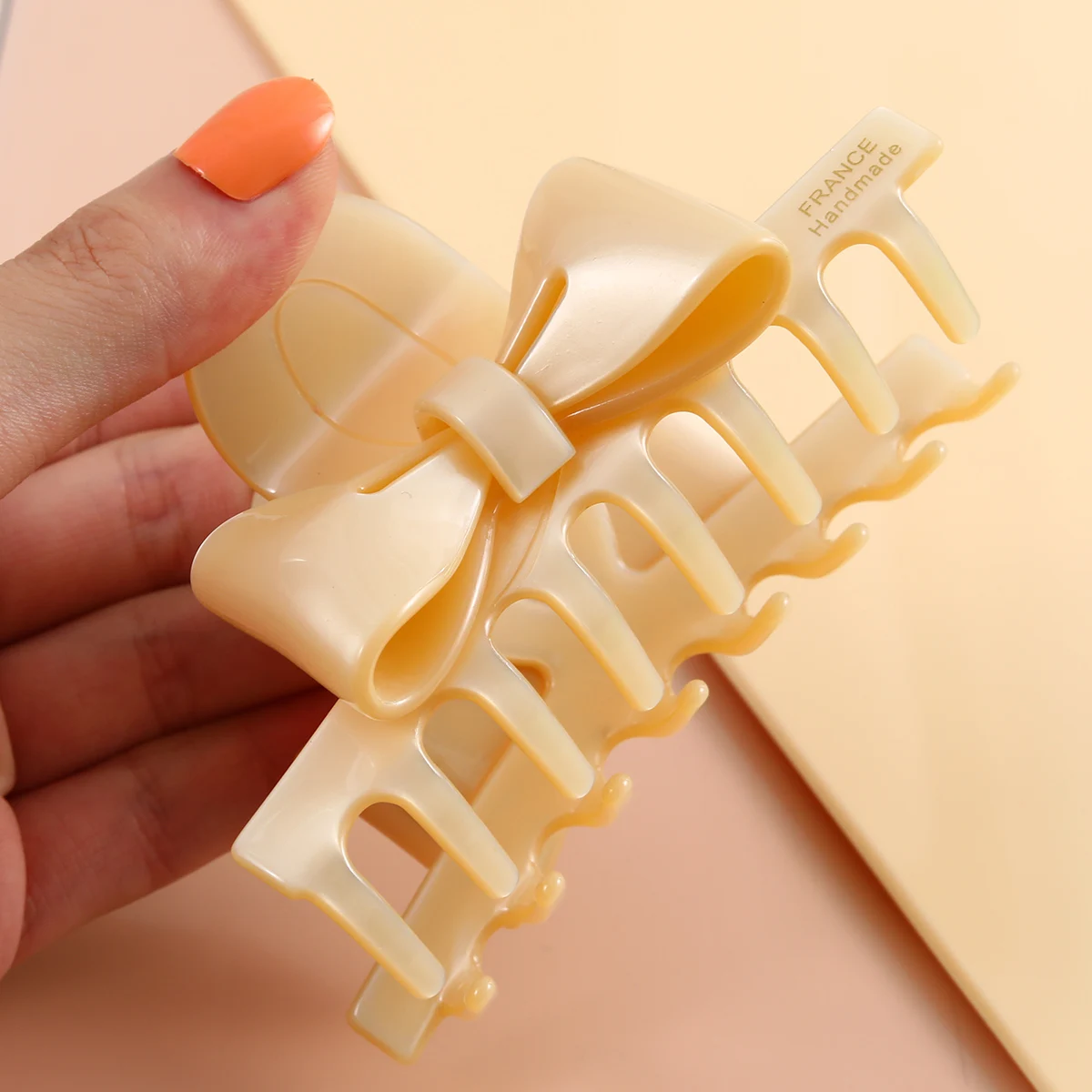 fashion beige ivory colour basic  custom acetate hair claw  bows hair claw clip for women