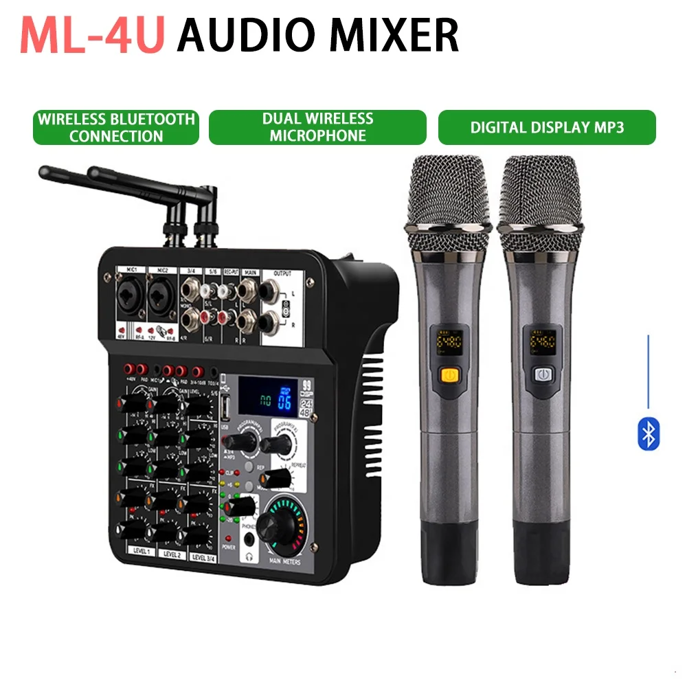 Youtube Recording Performance Lecture Micfuns ML-4U USB 10 Hours DJ Audio Mixer Console with Wireless Microphone