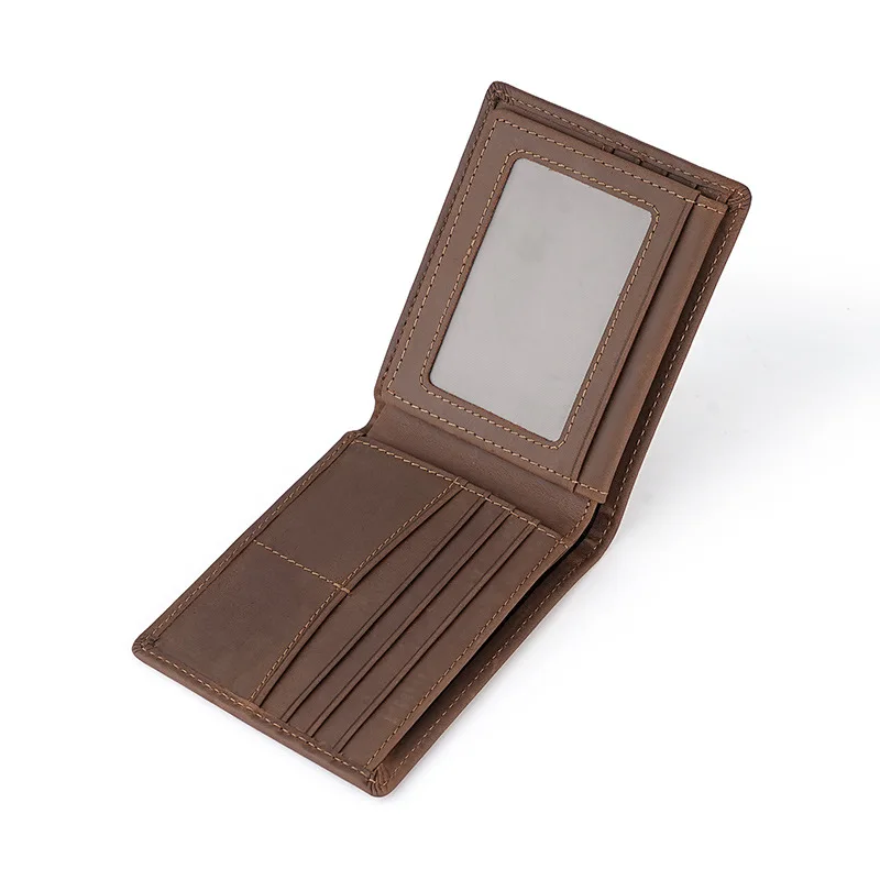 Cow Leather Wallet Retro Style RFID Protection Anti-Theft Crazy Horse Smart Wallet Multi-Card Holder wallet