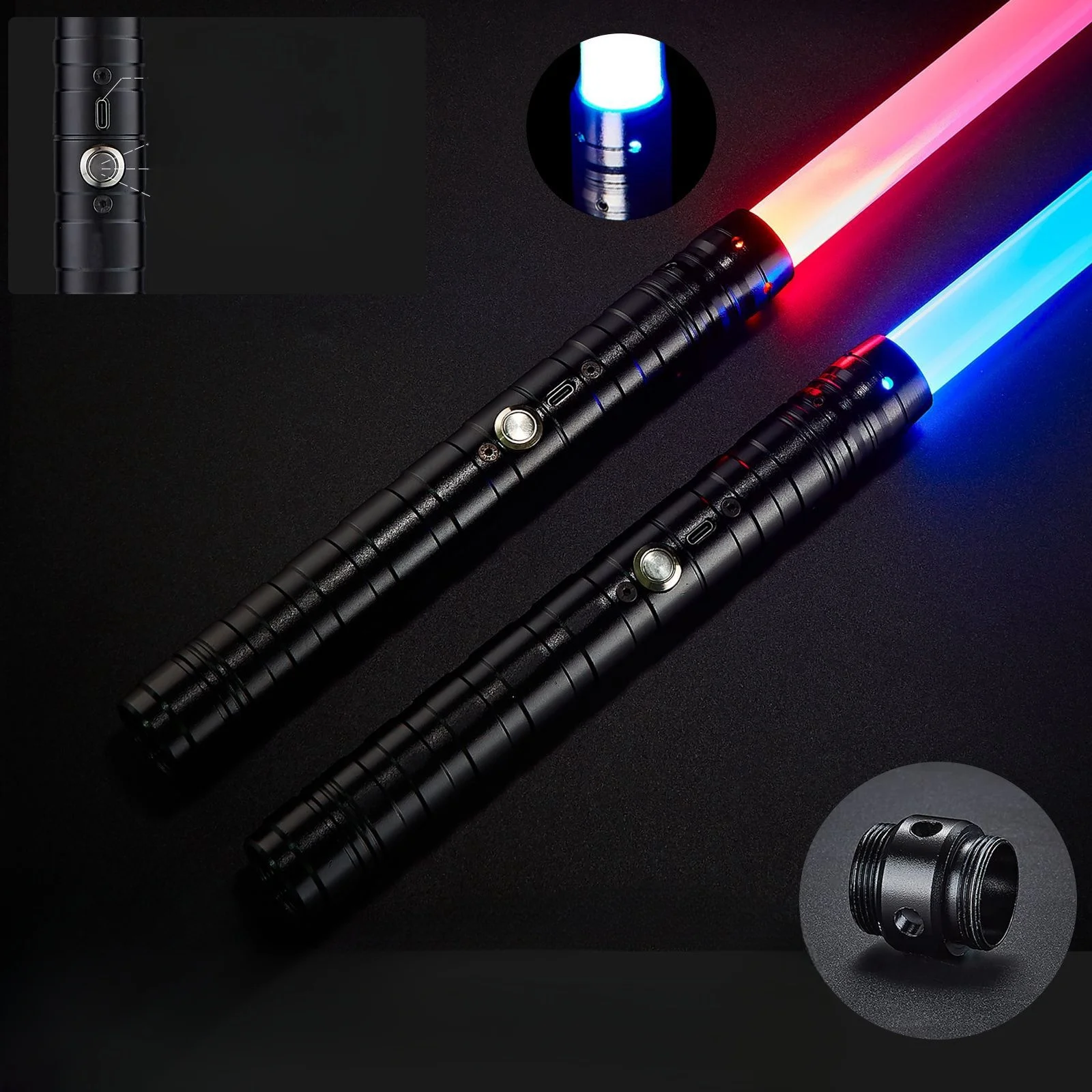 SongYi Wholesale Luminous Sword Pixel Laser Sword 2-in-1 Seven Color Metal Lightsaber Sound Flash Toy Swords