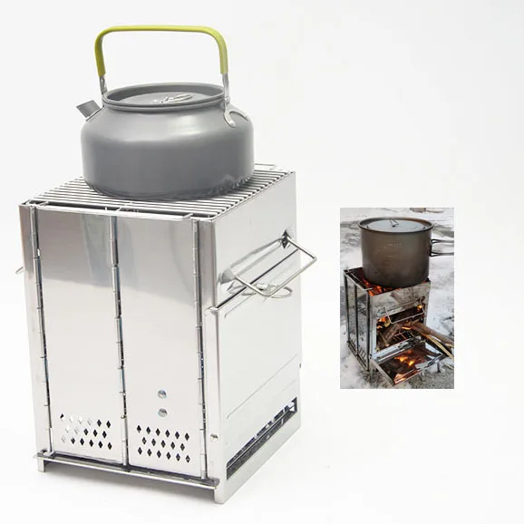 Portable Stainless Steel Folding BBQ Grill With Storage Bag Heating Charcoal Firewood Stove For Outdoor Camping Picnic Cooking