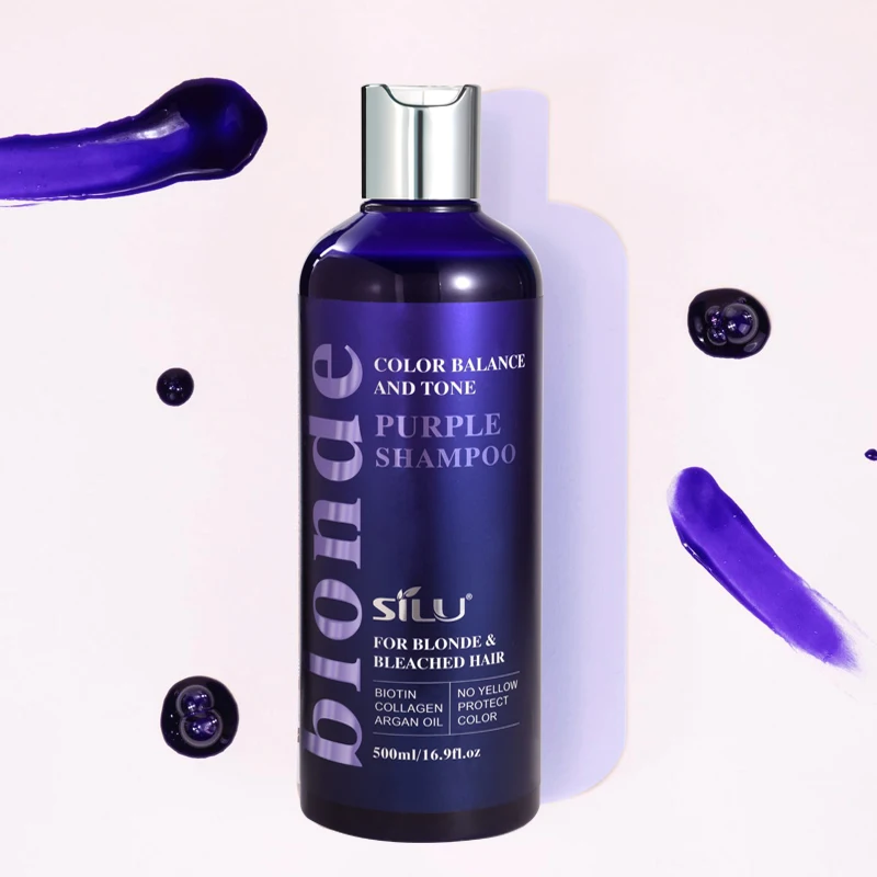 Good custom purple shampoo colored formula hair kit silicon logo salon purple shampoo