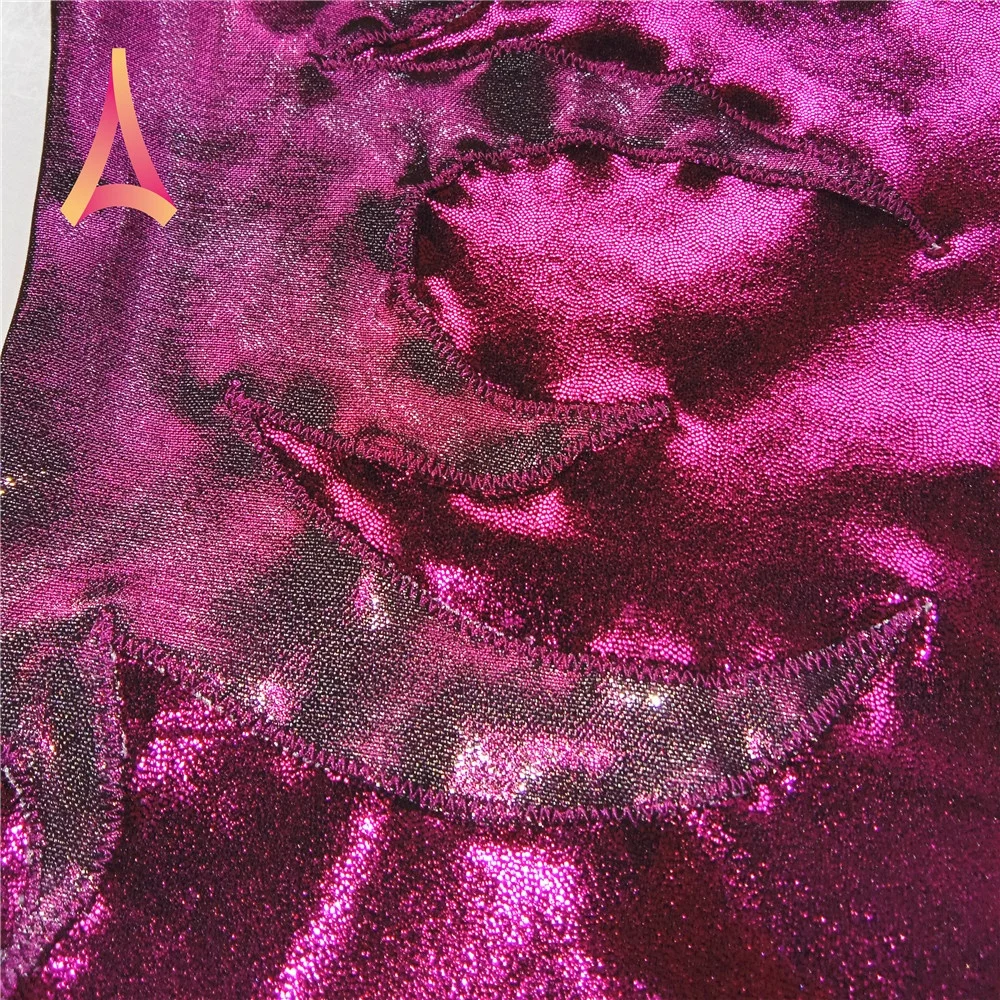 Double-layer Flame-paneled Berry Pink Leotard Gymnastics Leotard for girls