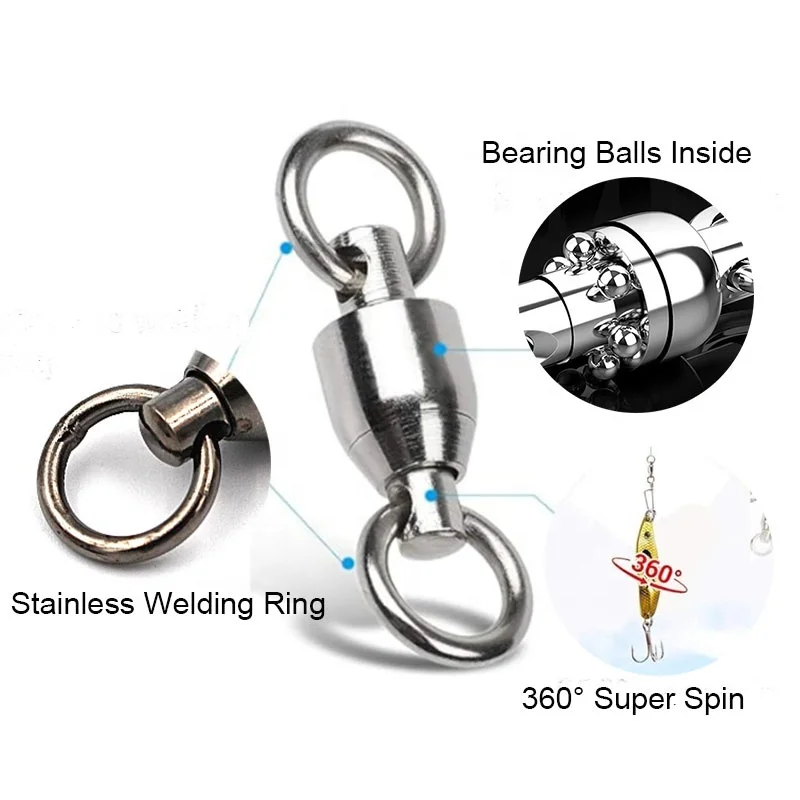 Heavy Duty High Strength Ball Bearing Swivels Fishing Tackle Terminal Tackle Barrel Swivels Leader Lures Connector