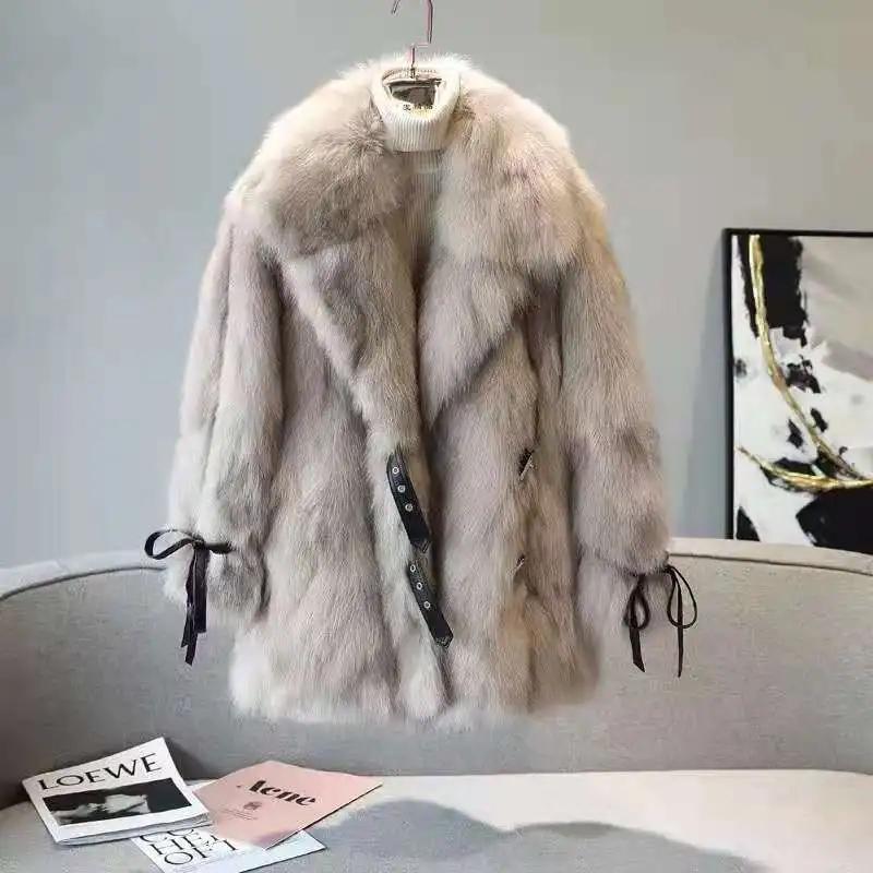 New Design Winter Fashion Belt women faux fur coats