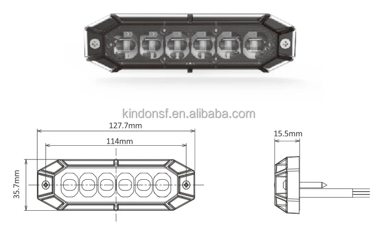 ECE R10 ECE R65 Class 2 LED Surface Mount Grille 6 LED Flashing Hazard Beacon Lighthead Strobe Light 7025-6