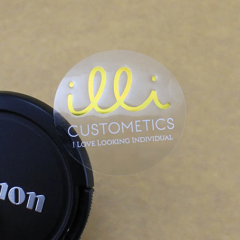 OEM/ODM Promotion Label manufacturer printing cosmetics transparent sticker, gold foil clear sticker custom