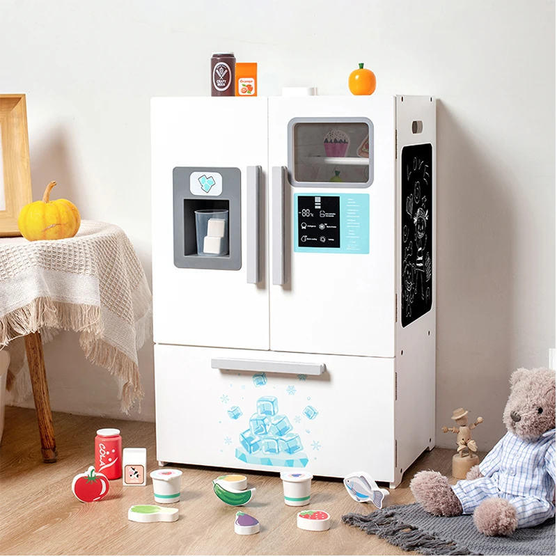 Freezer Montessori Wooden Refrigerator Toys for Kids Unisex Pretend Play Educational Gamepretend Play Educational Game for Kids