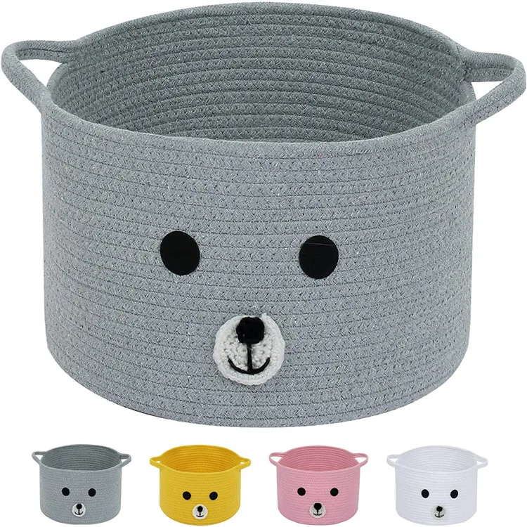 Высококачественная корзина для хранения одежды QJMAX из хлопкового шнура, милый медведь, складная корзина для хранения большой емкости