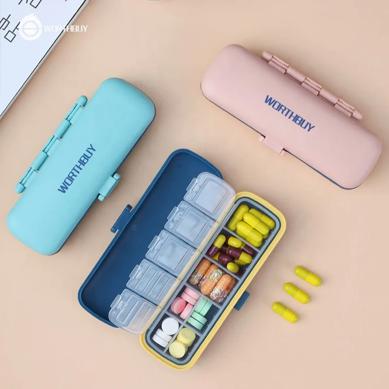 WORTHBUY новый дизайн, цветной Еженедельный мини-диспенсер для таблеток, контейнер для лекарств, портативный пластиковый контейнер для таблеток с отсеками