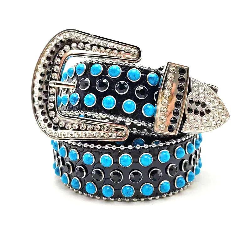 Custom Studded Waist Belt PU Women Western Cowboy Shiny Bling Blng Men Crystal Ladies Rhinestone Belt