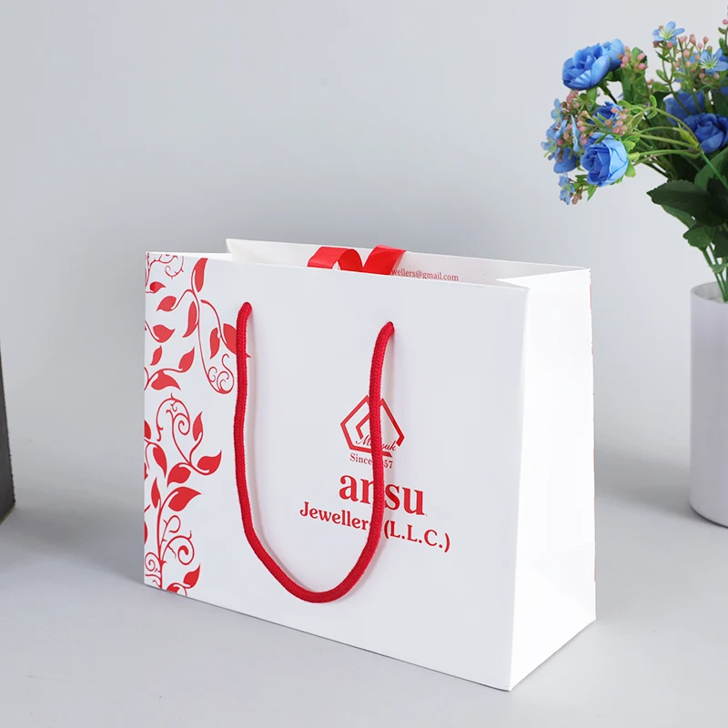 Custom reusable foldable print white boutique square tshirt jewelry shopping gift packaging paper bags with brand logo