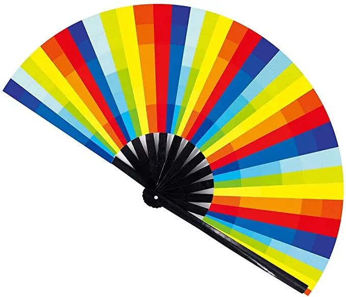 
Rainbow Hand Held Folding Fan Vintage Style Rainbow Fans For Birthday Graduation Holiday Decoration 