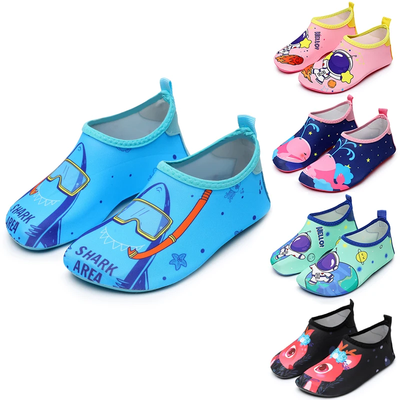 Amazon Hot Sale swim water shoes rubber Quick-Drying kids swim aqua shoes