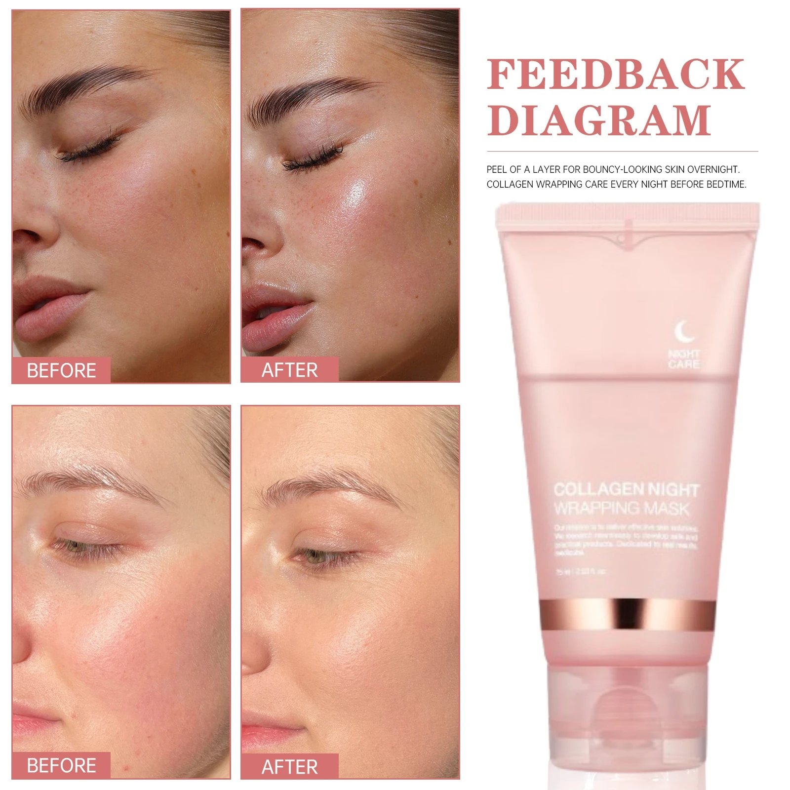 Wholesale Korean Hydrolyzed Collagen Overnight Wrapping Peel Off Facial peel-off face night Mask Collagen masked face Skin Care