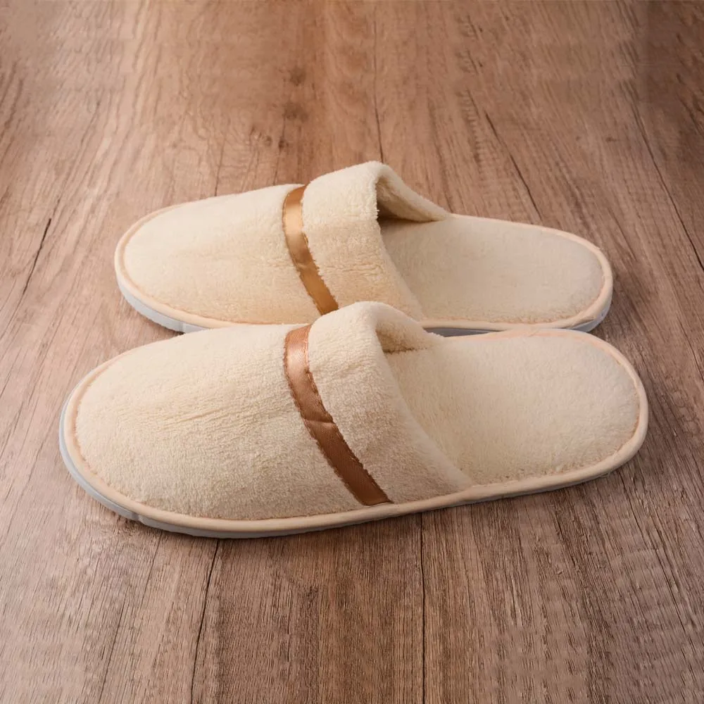 Customized hotel slippers, soft coral velvet slippers, customized logo, luxury five-star hotel disposable slippers
