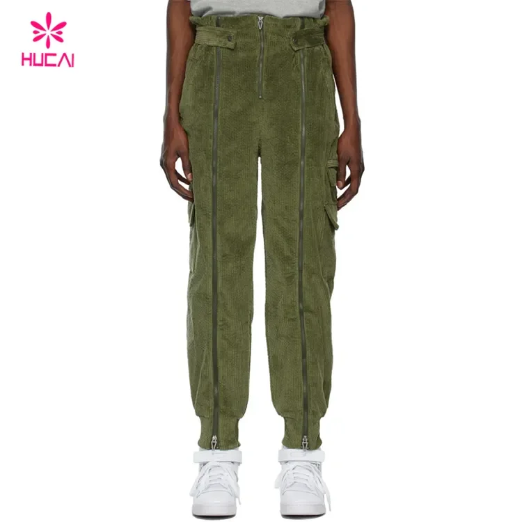 Custom Men Fashion Polyester Spandex Jogger High Quality Woven Corduroy Training Jogging Pants Wholesale