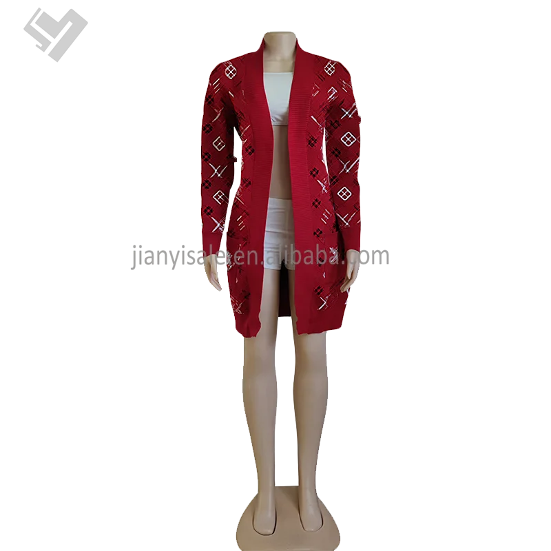 Famous Brand Women Fall Winter Luxury Clothing Contrast Color Knitted Cardigan Designer Print Long Sleeve Sweater Coat & Jacket