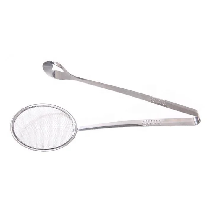 Кухонные щипцы для фри/2 в 1 кухонный ситечко приготовления пищи щипцы/Ложка фильтра нержавеющая сталь