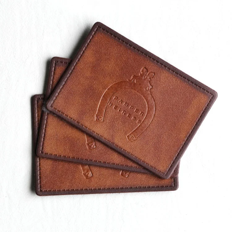 Leather Jeans Jacket Garment Apparel Labels Customized Brand Embossed PU Label Badges
