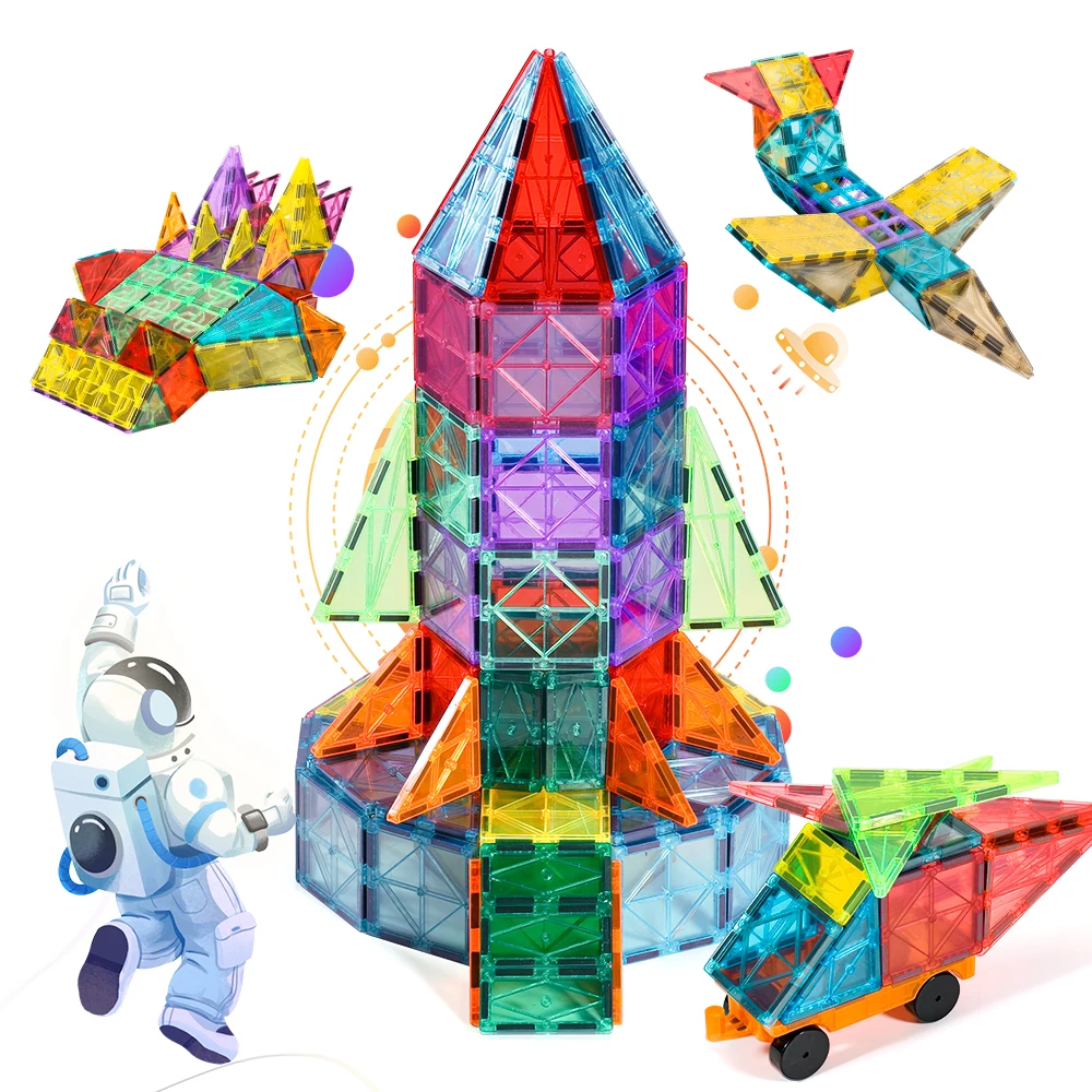 104-piece DIY Colorful Magnetic Building Tiles Educational Magnetic Building Blocks Toy For Kids Toddlers