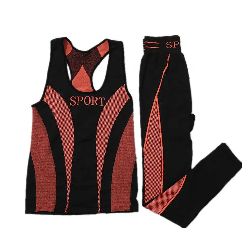 Women seamless camisole pants sport tracksuit fitness yoga wear in summer autumn