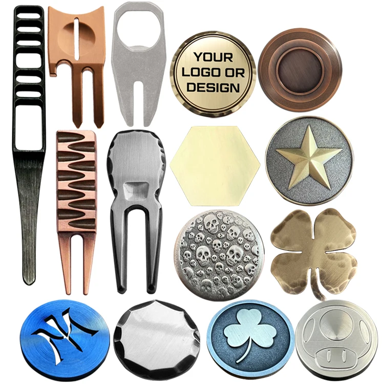 Custom Disc Brass Aluminum Stainless Steel Magnetic Golf Ball Marker Divot Tool