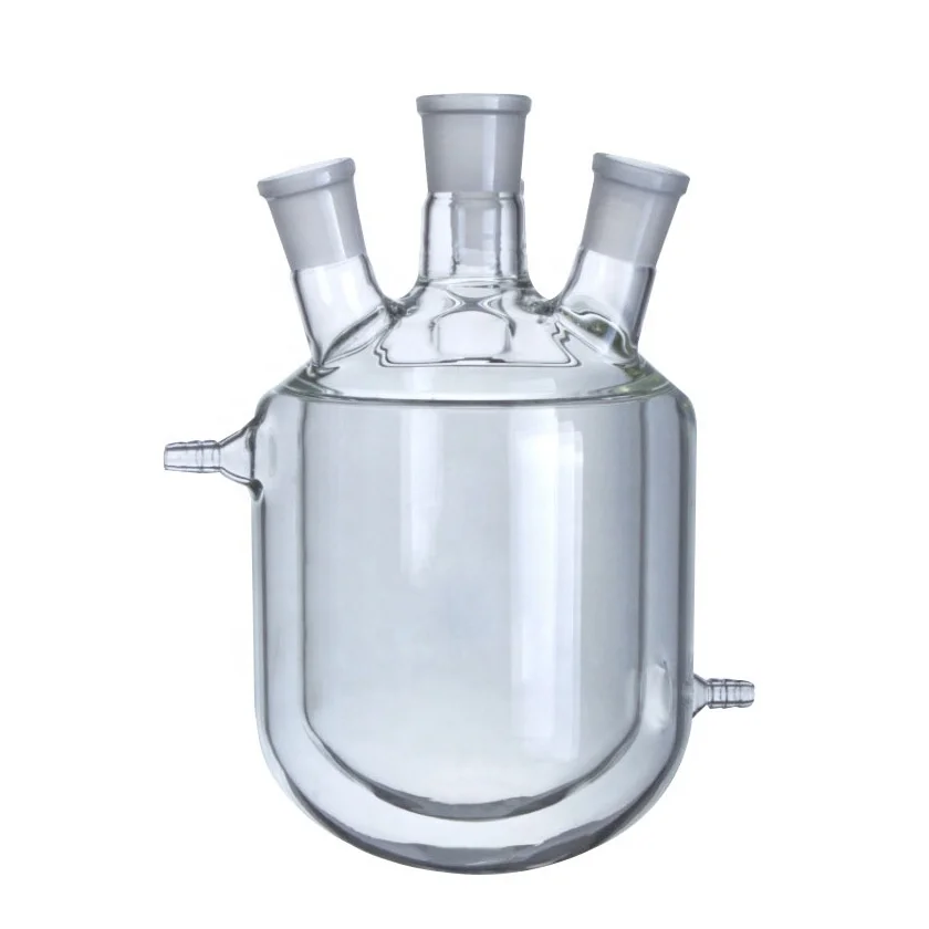 Три-рубашкой реакции бутылка с двойным слоем реактор покрытый кожухом стеклянный с системой «реакции бутылка