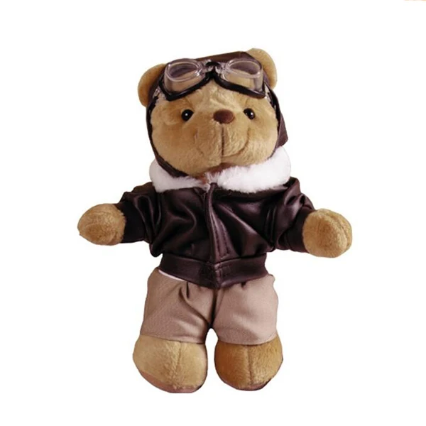 Manufacturer Custom Hot Sale Stuffed Teddy Bear With Jacket Stuffed Aviator Toys