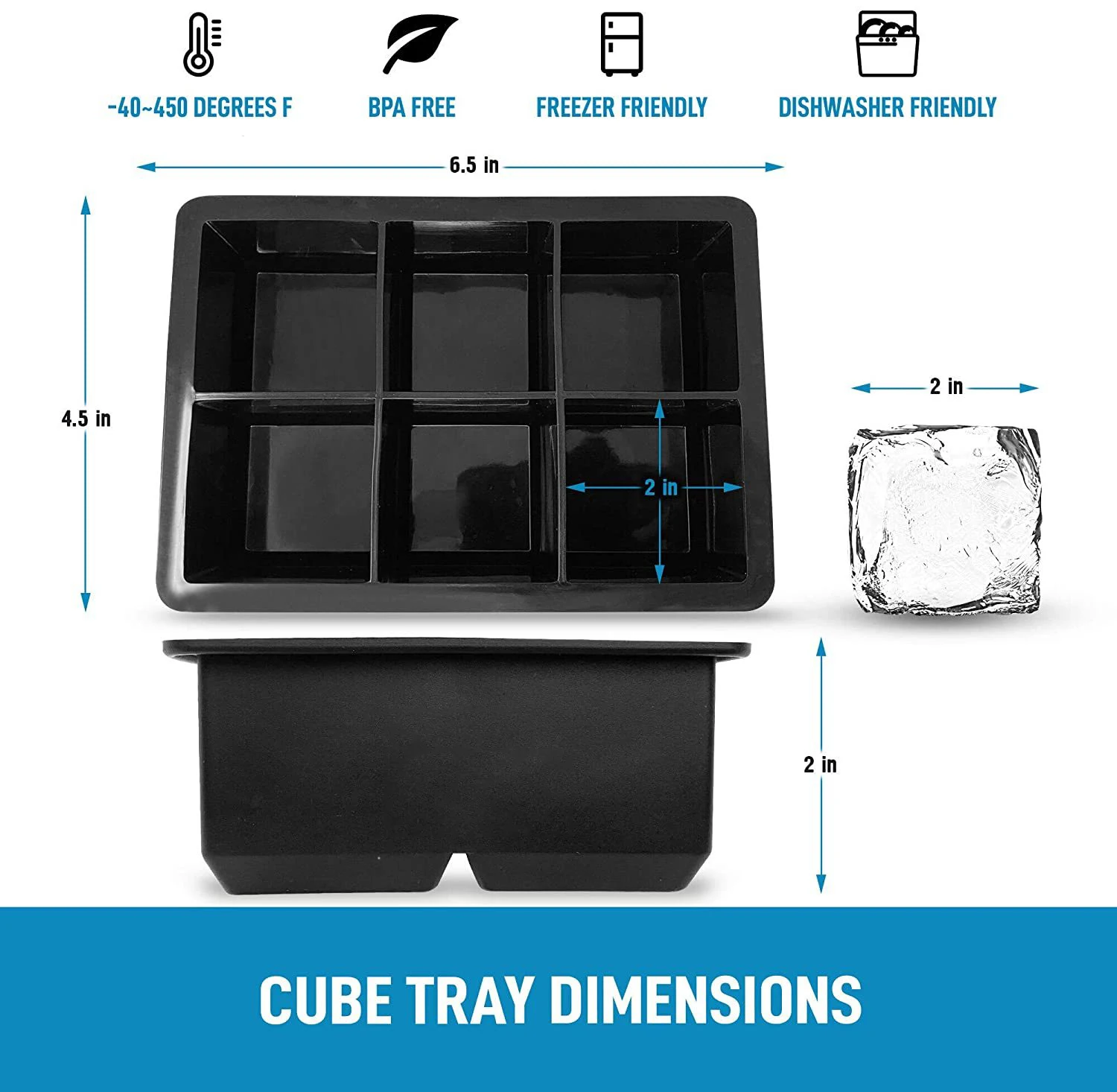 Silicone ice cube making molds 6 compartment round square bar accessories Durable ice cube trays Drinking tools